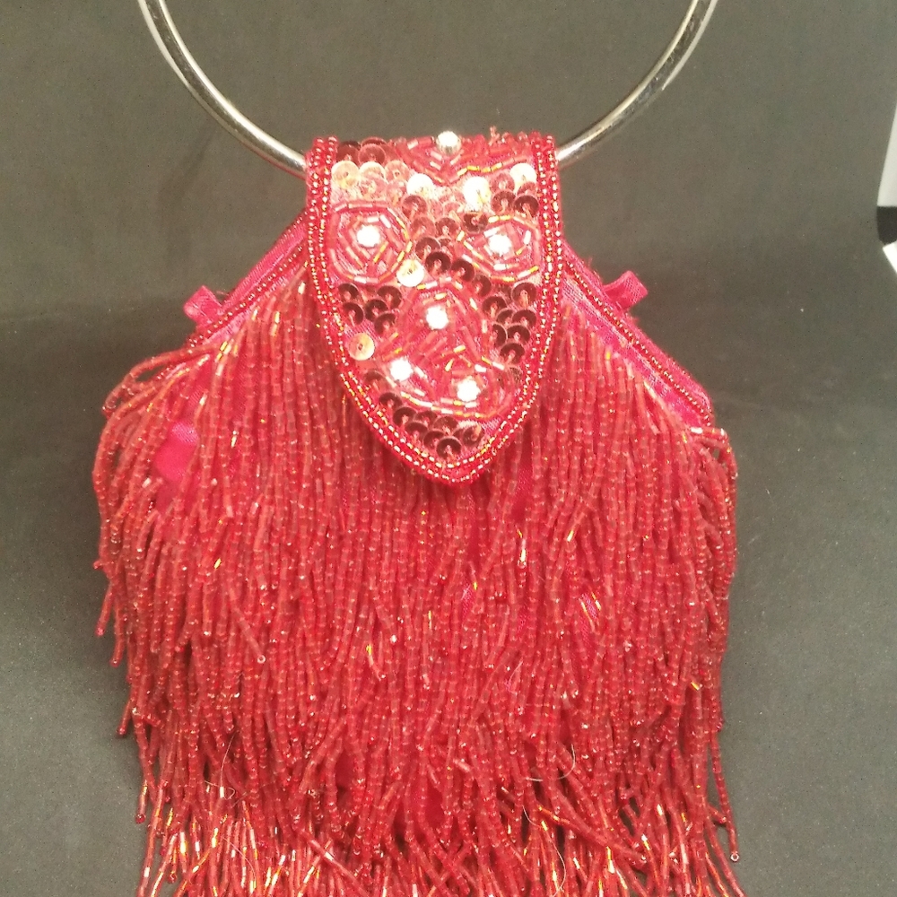 Gatsby style Beautiful evening red bead purse